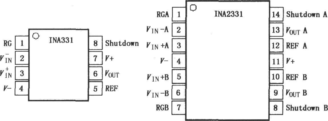 INA331／332低功率单电源CMOS仪表放大器