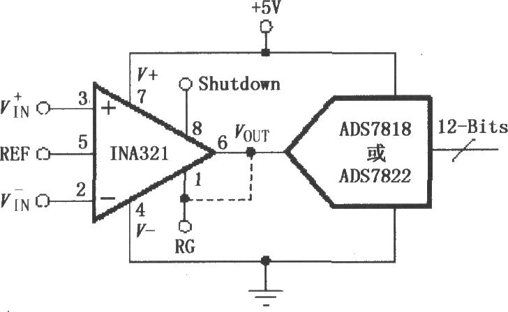 由INA321／322构成的直接驱动电容性输入的A／D变换器