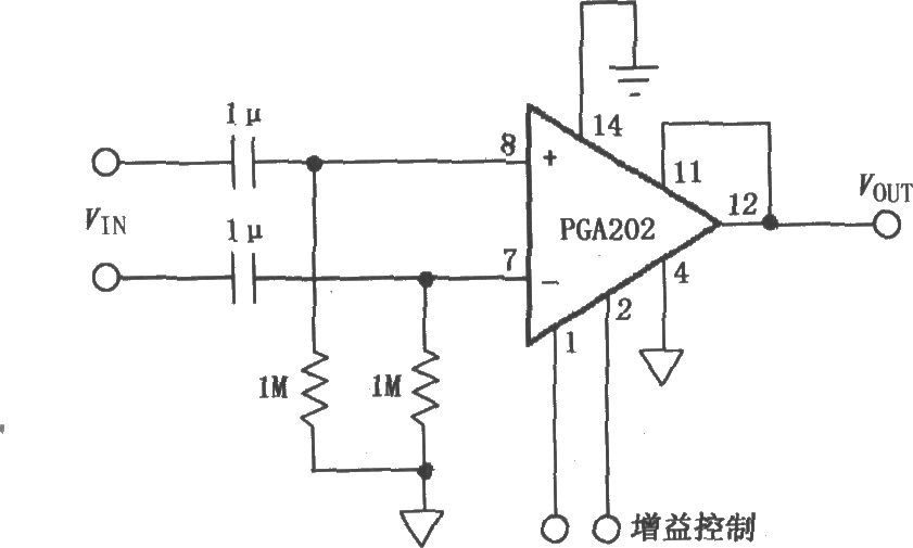 交流耦合差动放大器(PGA202)