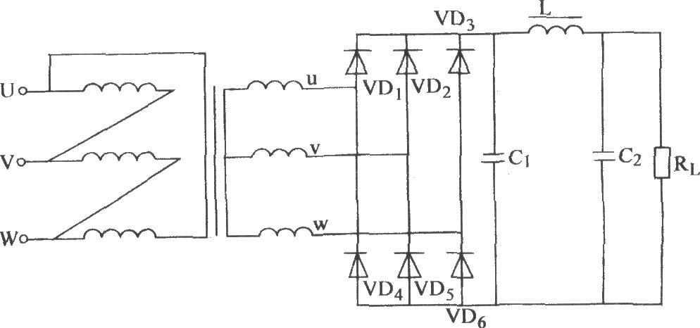三相桥式整流行π型滤波电路