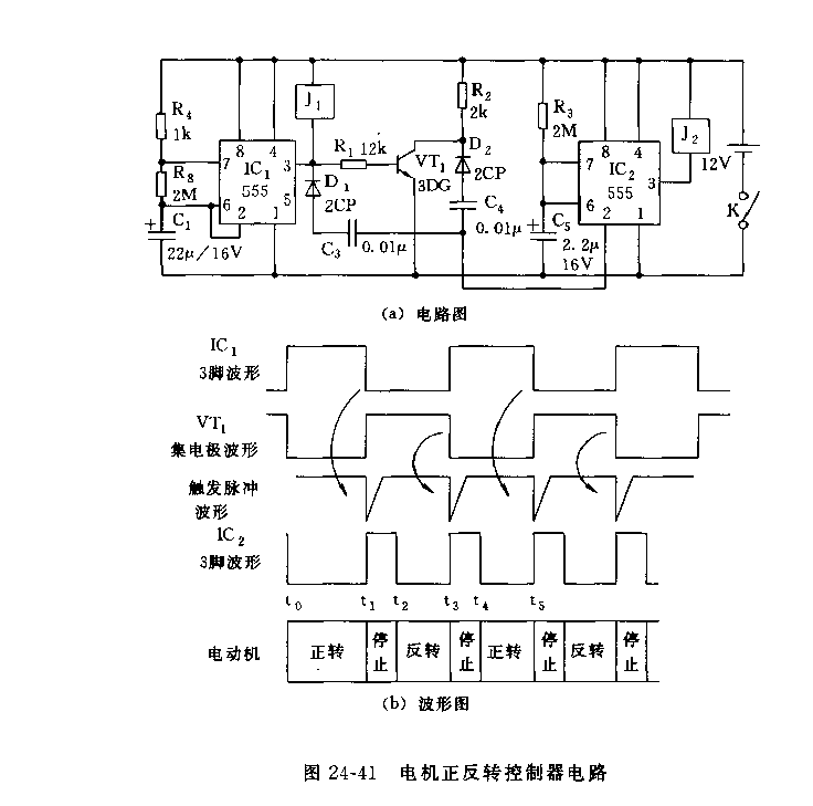 555电机正反转控制器电路
