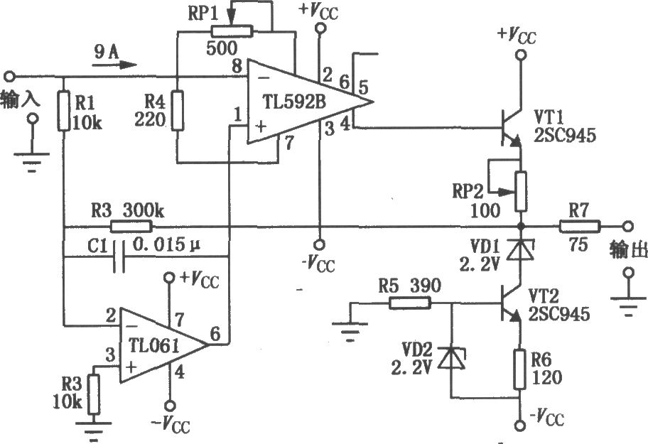 TL592B构成的低漂放大电路