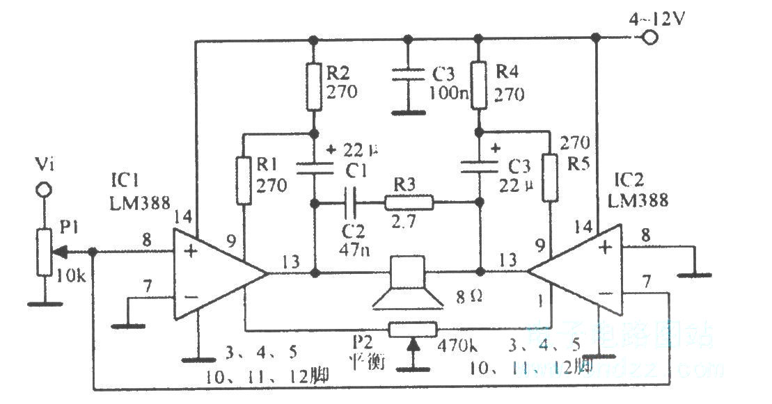 LM388桥式功率放大器