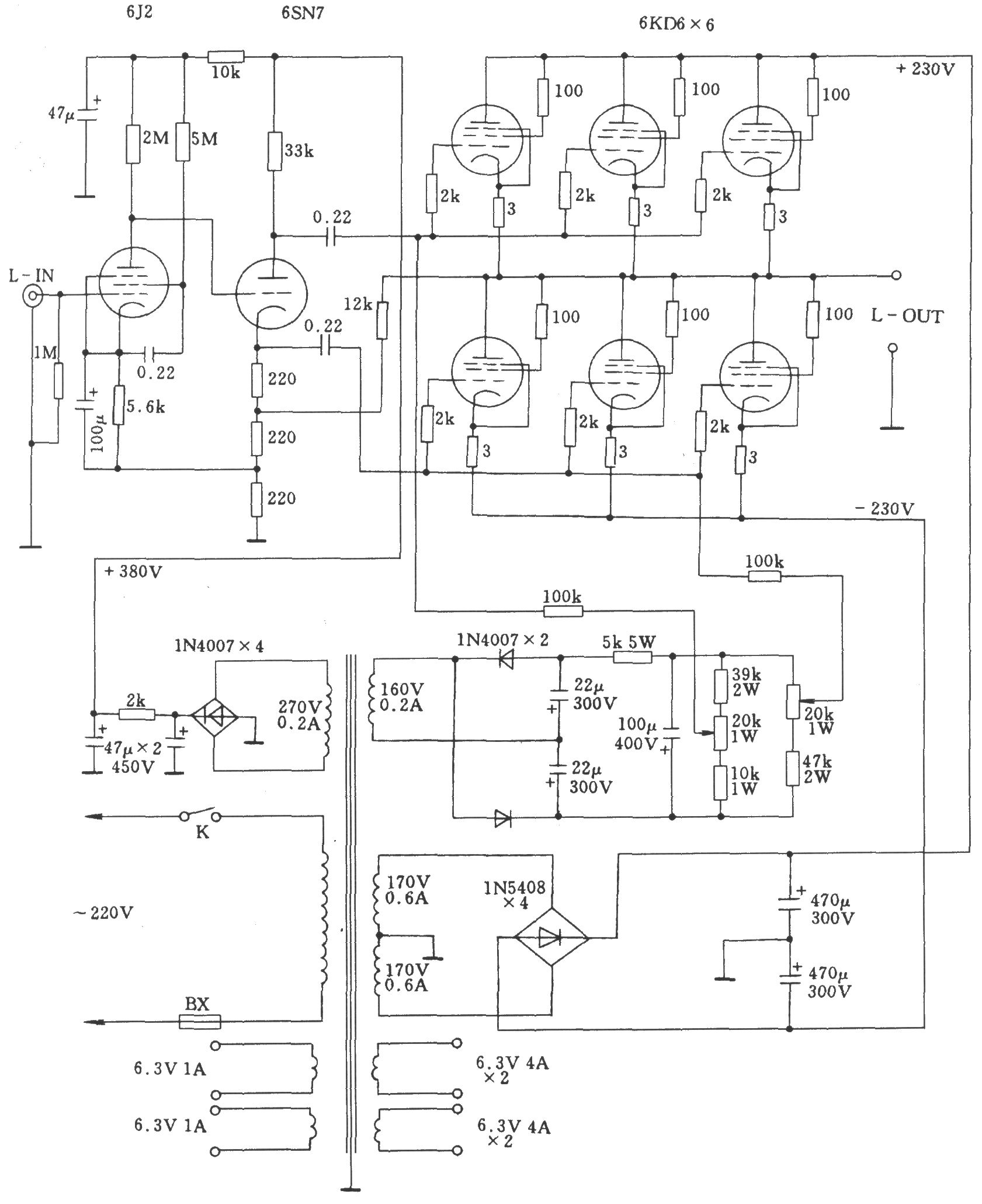 普通功率电子管改三极管接法的0TL功