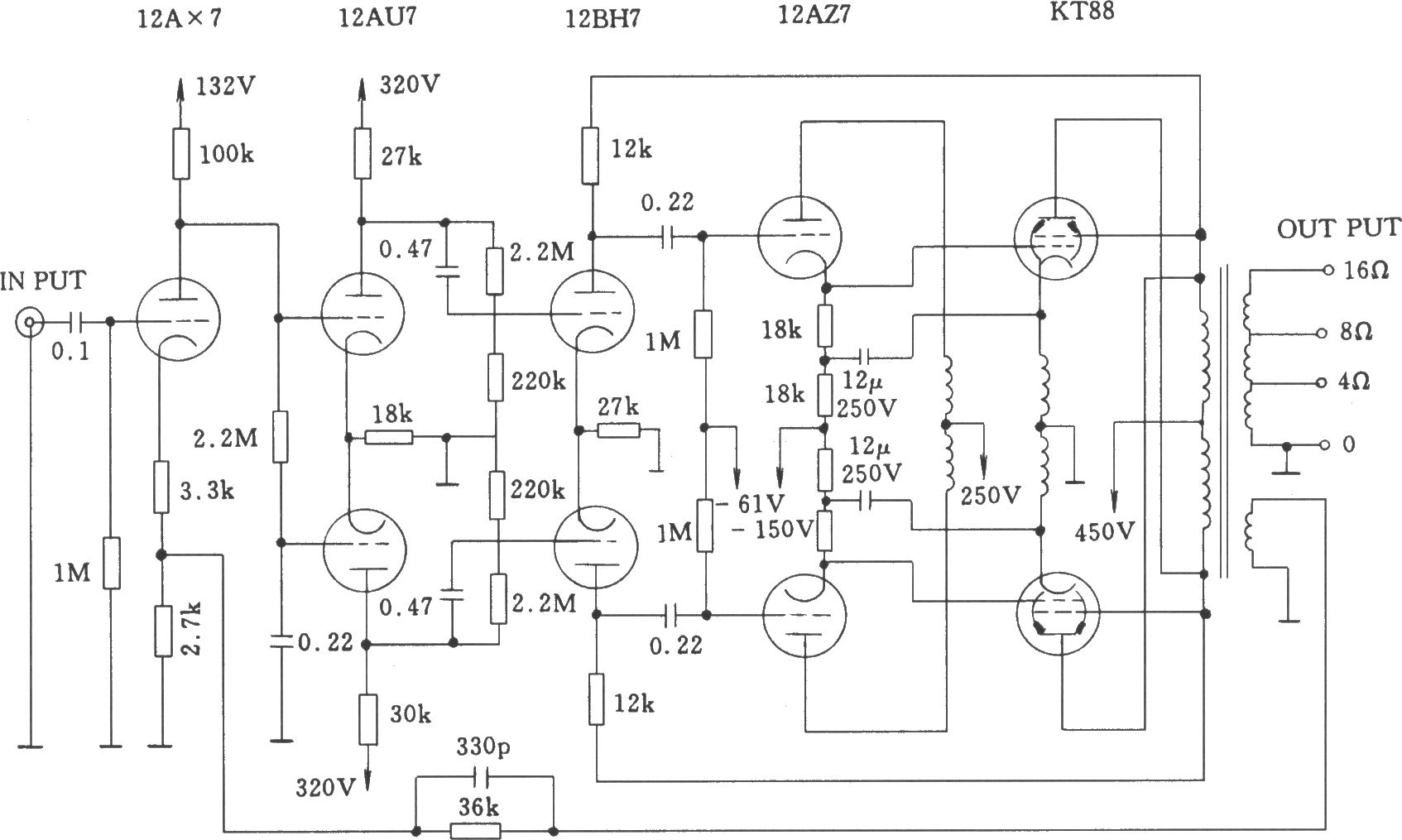 电子管麦景图MC-275(McIntosh 275)功率放大器电路图