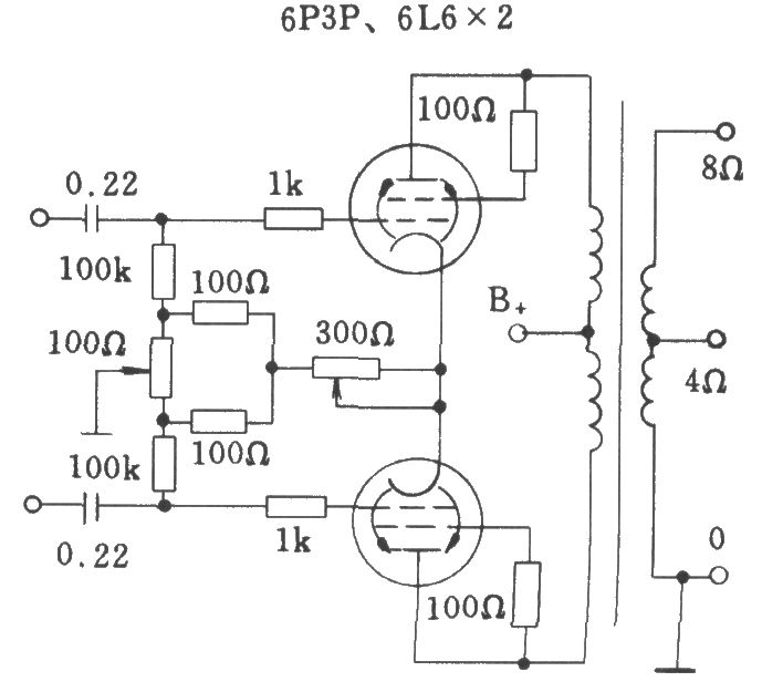 电子管典型自偏压方式功放级电路