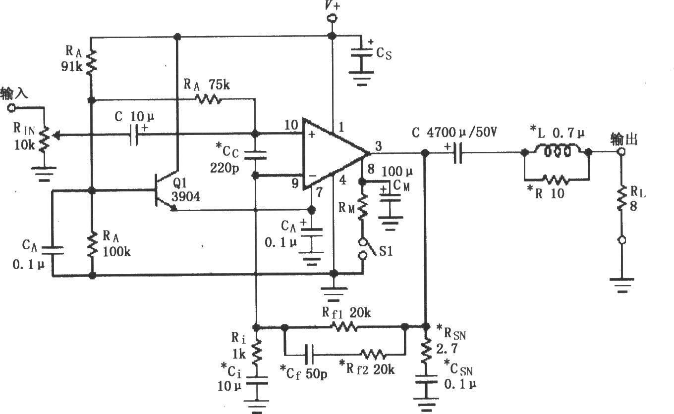 LM3876／3886的单电源供电音频功率放大器