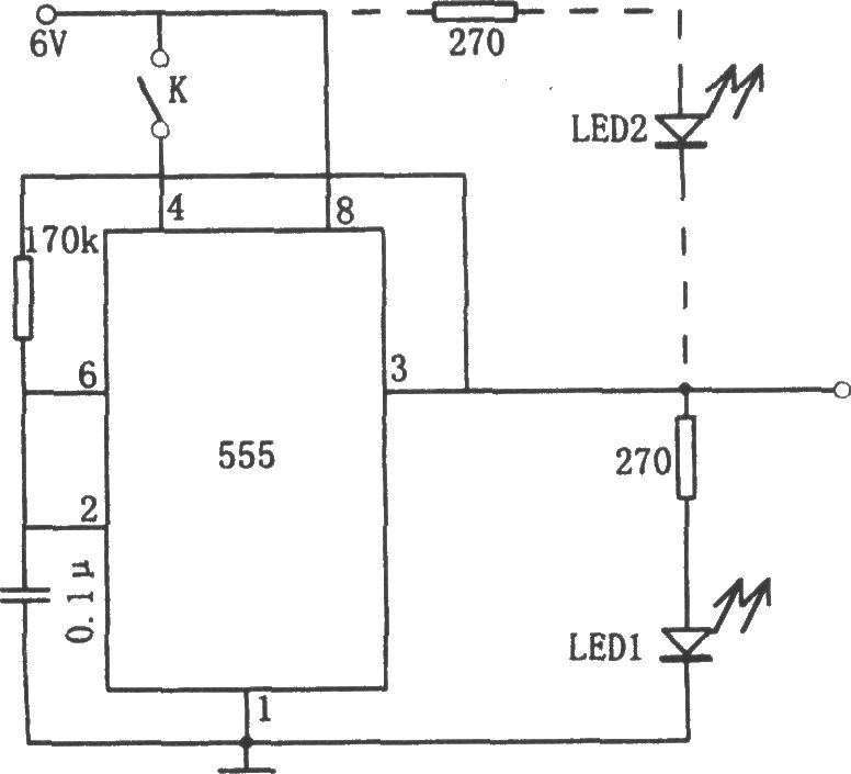 555构成的发光报警器