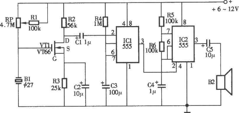 高灵敏度声控报警器电路