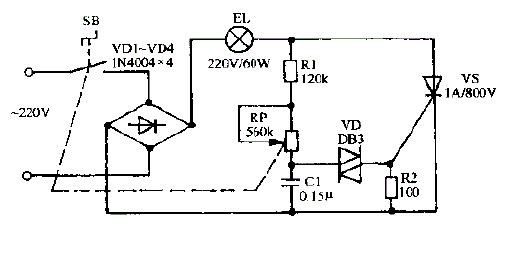 永宝牌JE-98A电子调光台灯电路图