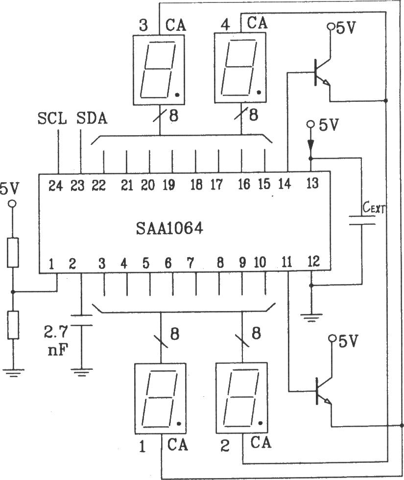 SAA1064串行I2C总线LED显示驱动集成电路动态驱动接口电路