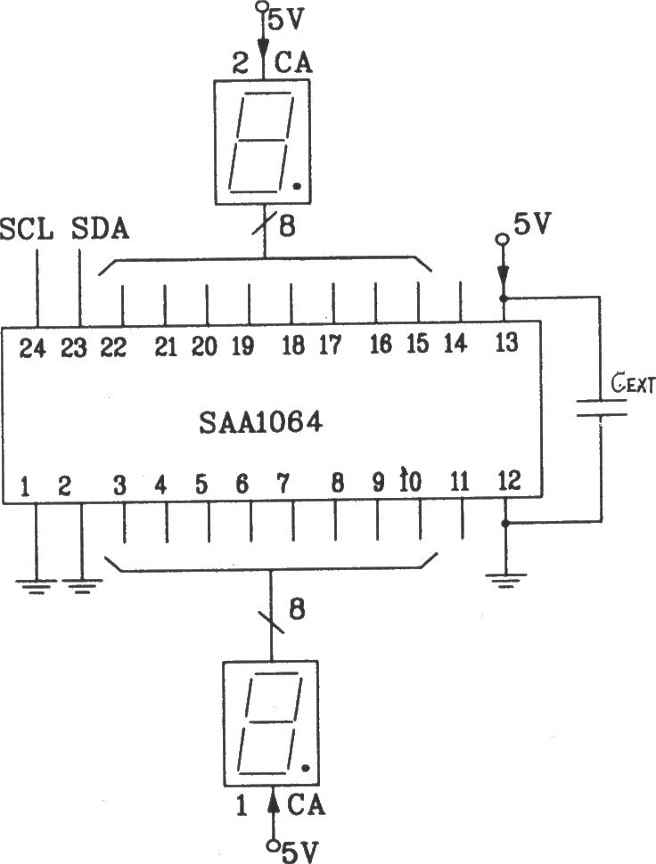 SAA1064串行I2C总线LED显示驱动集成电路静态驱动接口电路