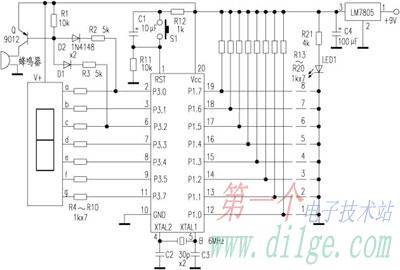 用８９Ｃ２０５１制作八路断线数显报警器