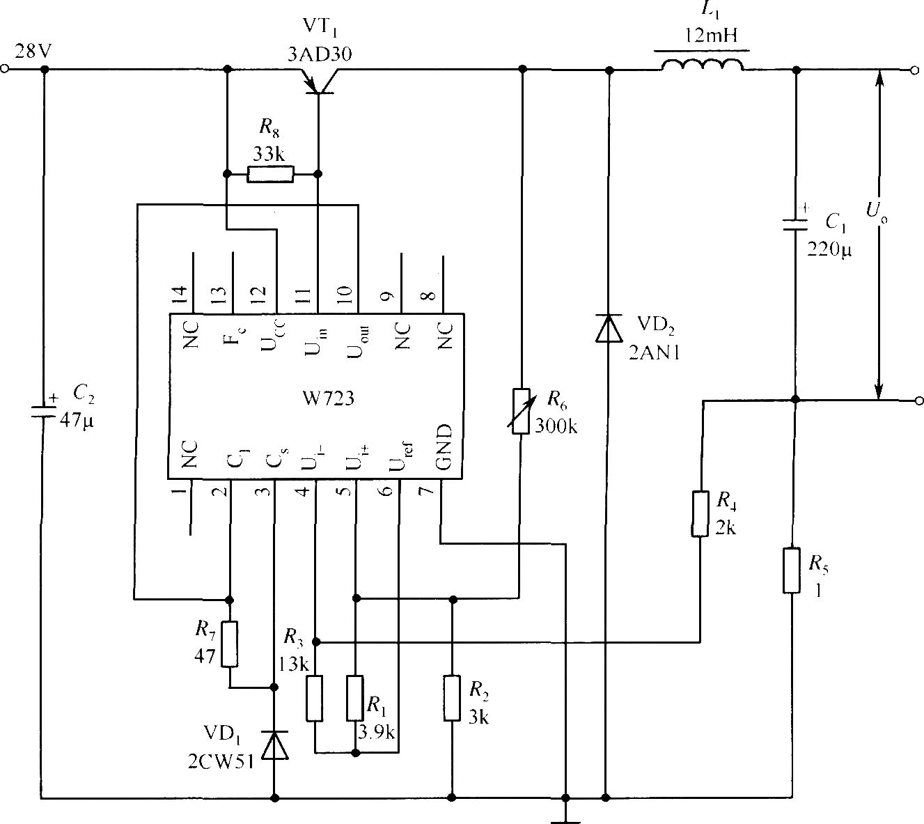 W723组成的开关式恒流源应用电路