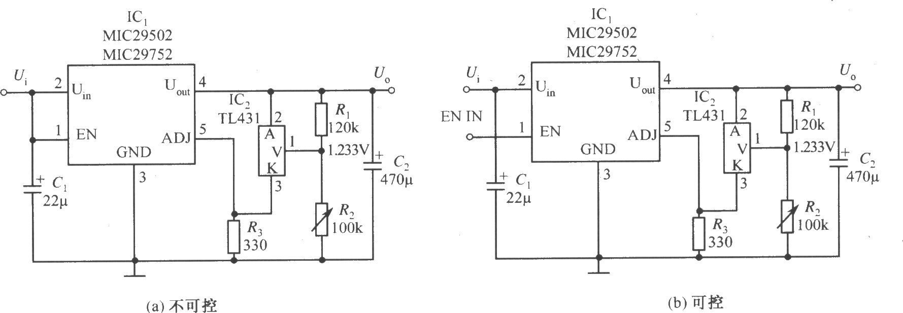 MIC29502／MIC29752构成的输出精度得到改善的稳压器电路