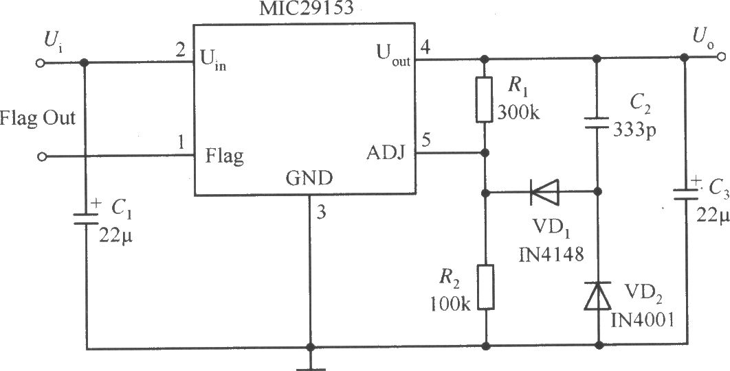 MIC29153构成的慢启动稳压器电路