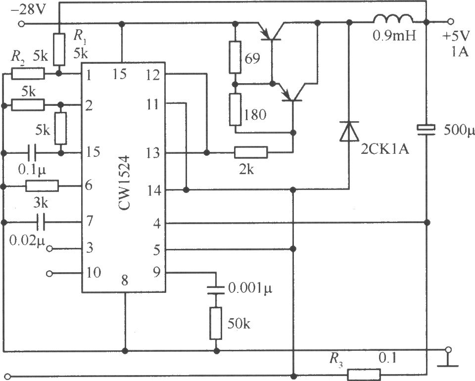 由CW1524组成的半桥式开关稳压电源电路