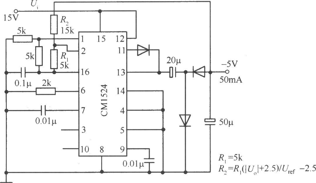 由CW1524组成的降压式斩波开关稳压电源电路