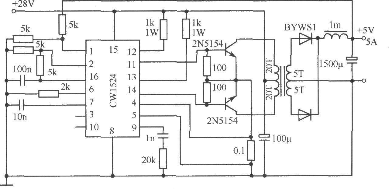 由CW1524组成的推挽式开关稳压电源电