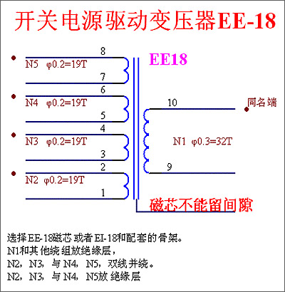 介绍高频变压器线圈绕制(开关电源12W变压器双组