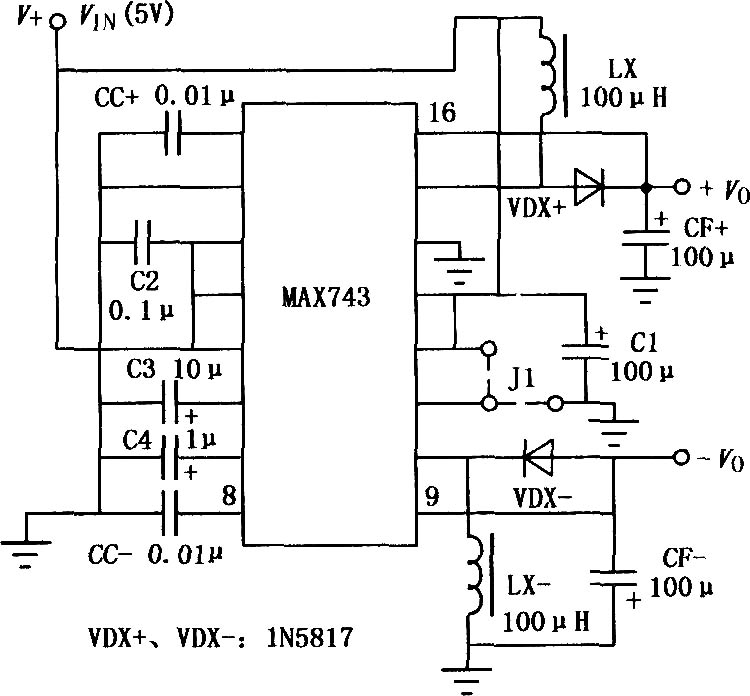 MAX743升压开关型DC-DC变换器的典型应用电路