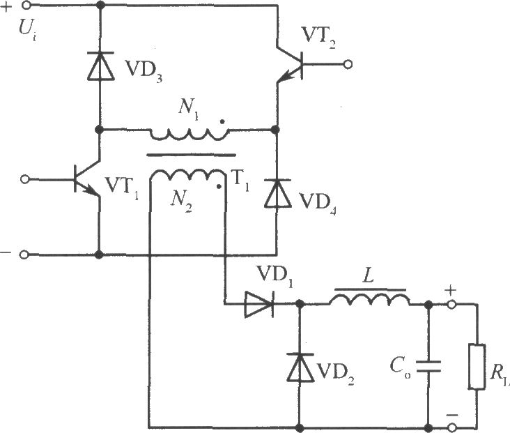 两只晶体管、二极管钳位的单端正激变换器电路