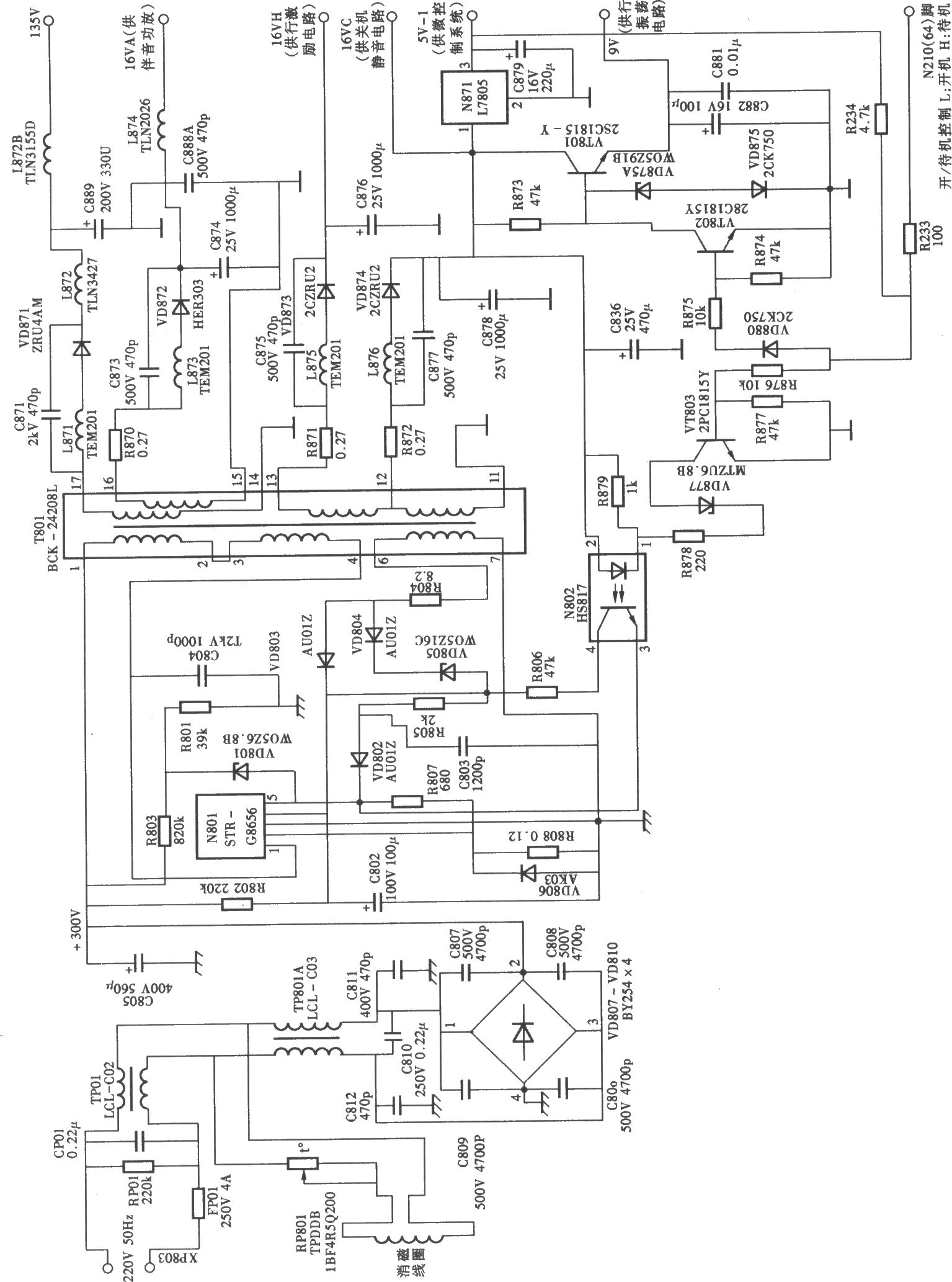 长虹PF2991E型大屏幕纯平彩电开关电源电路