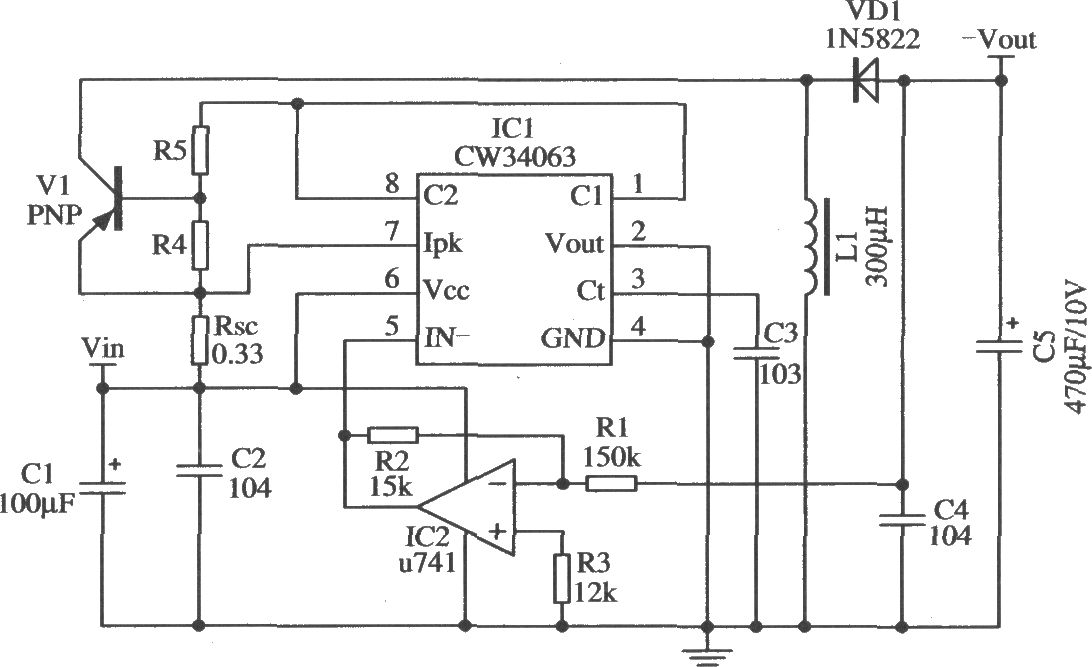 由CW34603构成的改变输出极性且扩大输出电流的应用电路