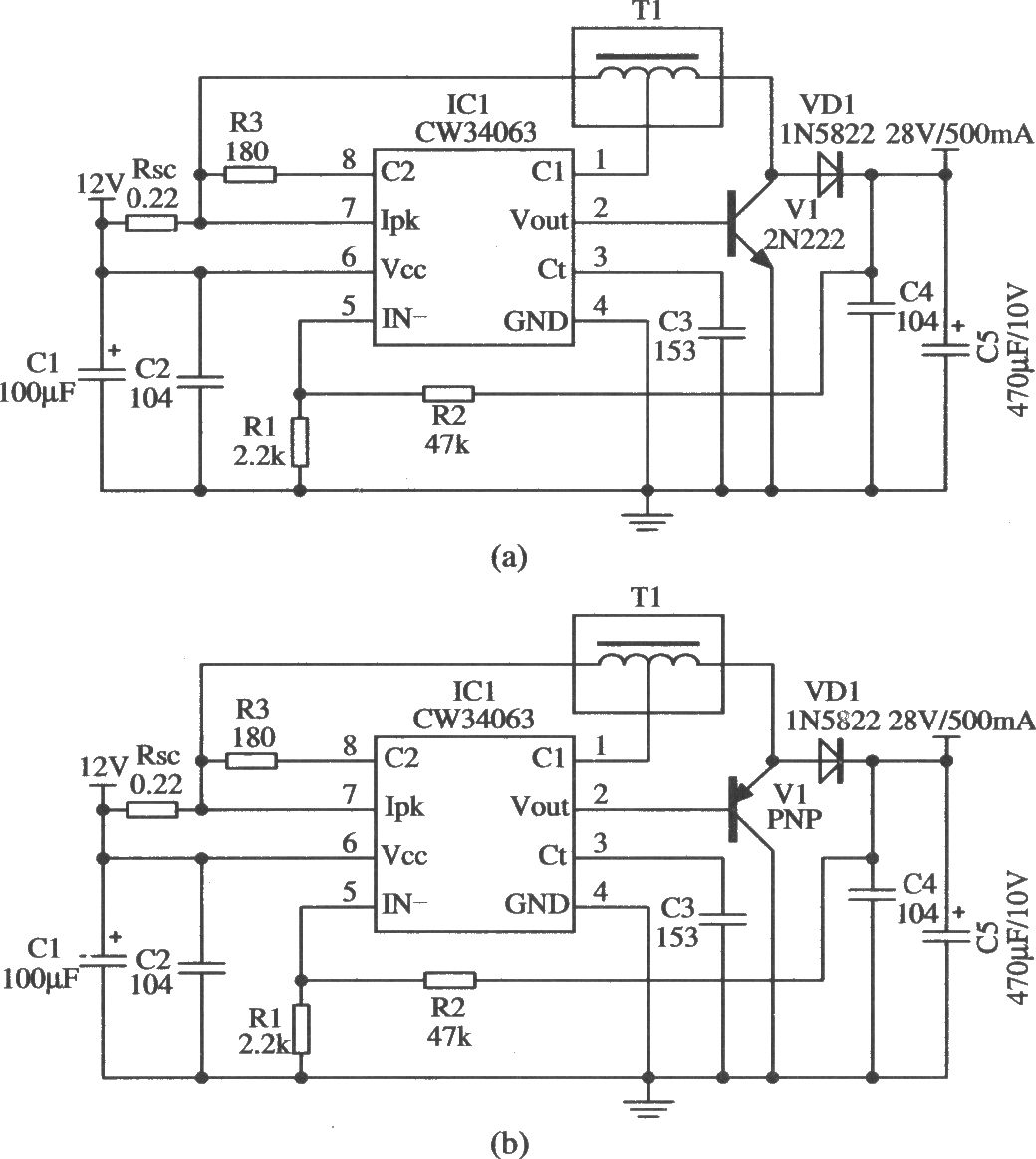 升压型扩大输出电流的应用电路(CW34603)