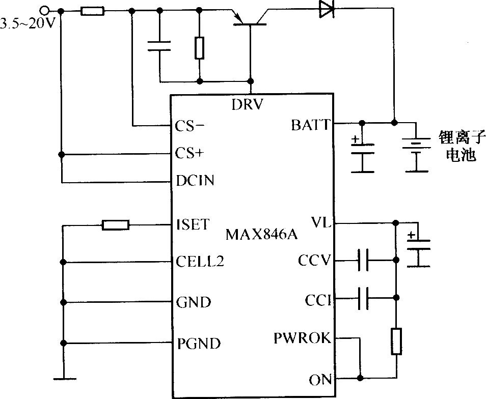 MAX846A最典型的应用电路(充电电路)
