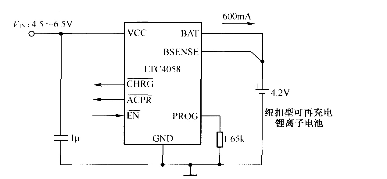 由LTC4058构成的充电电路