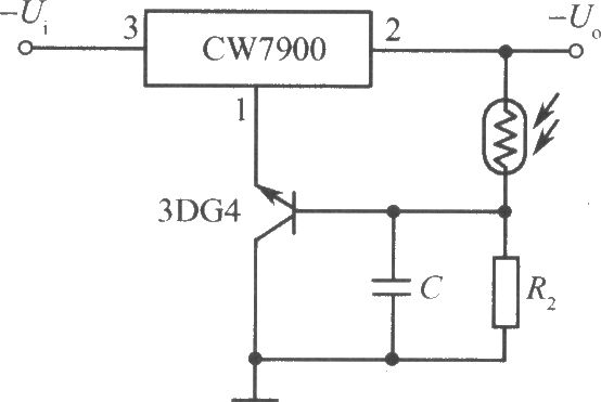 CW7900构成的光控稳压电源电路(光照时输出电压上升)