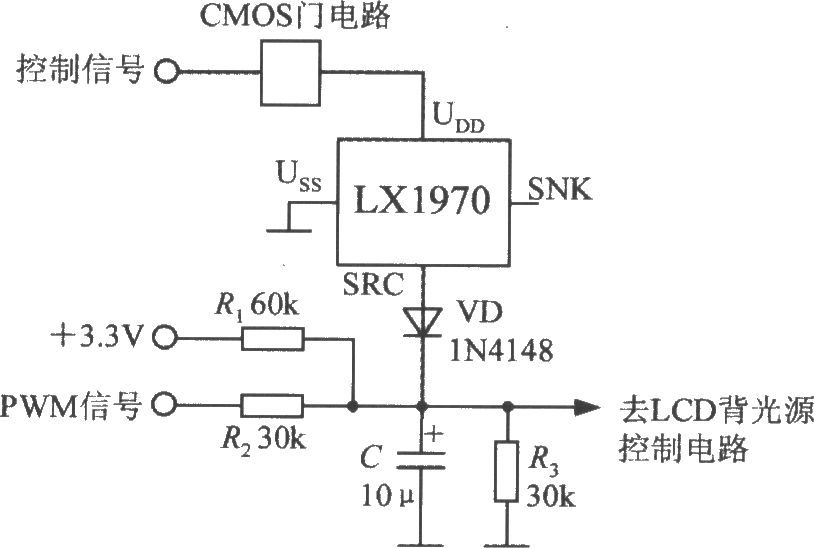 采用门控开关的亮度调节电路(可见光亮度传感器LX1970)