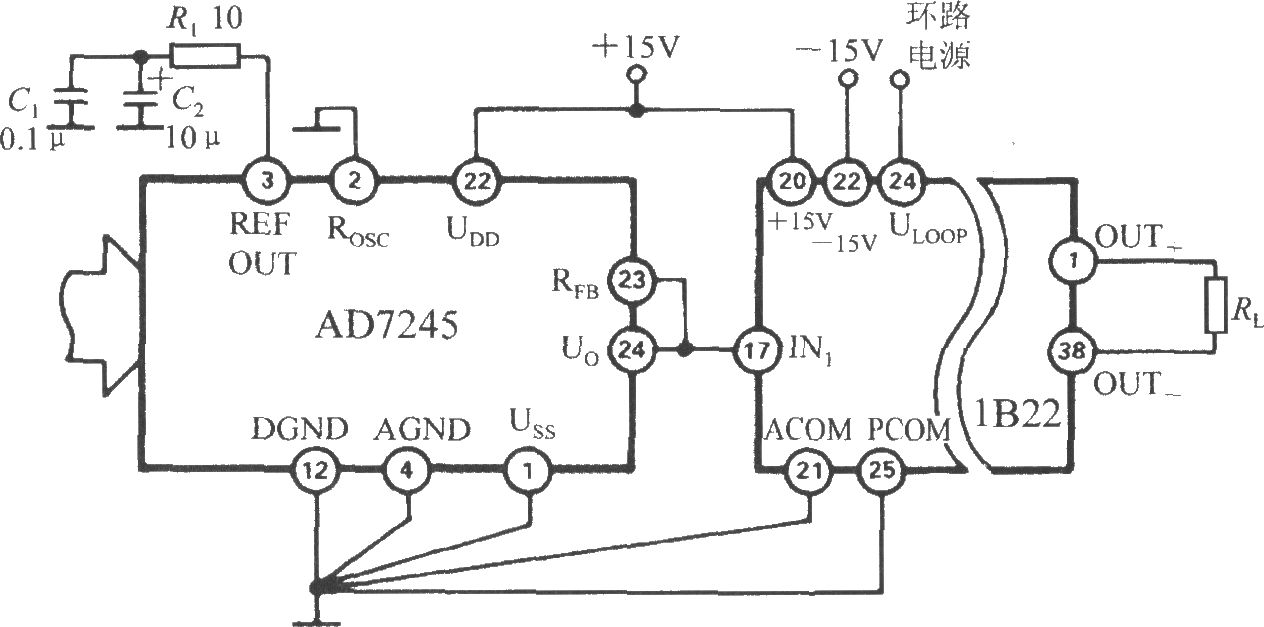 D／A转换器的电流环接口(隔离式可编程电压/电流传感器1B22)