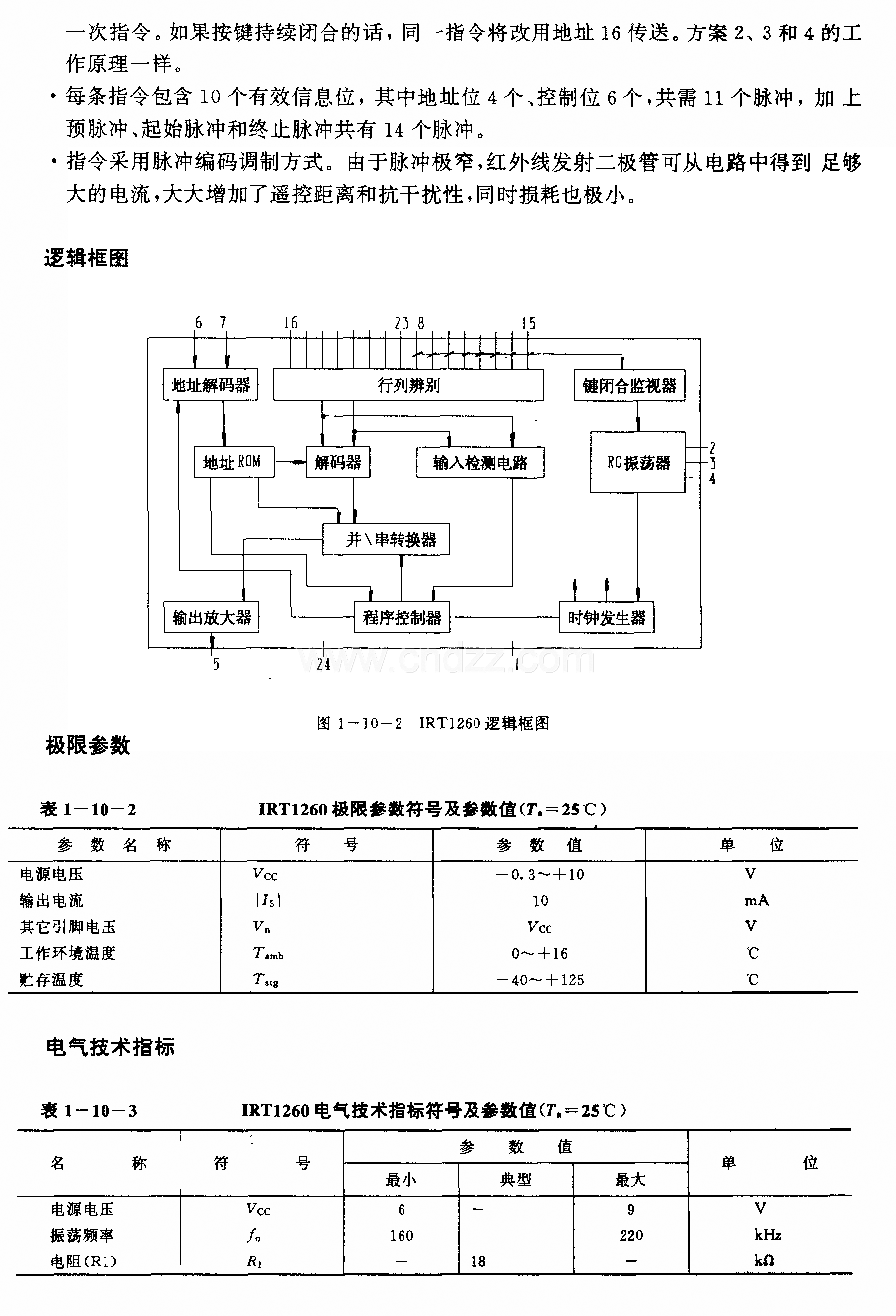 1RTl260(电视机和录候机)红外线遥控发射电路