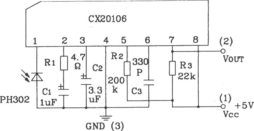 PFS-4091高敏度红外接收器件内部电路图