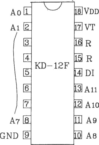 KD-12E/KD-12F构成4096路单一功能遥控发射/接收应用电路图