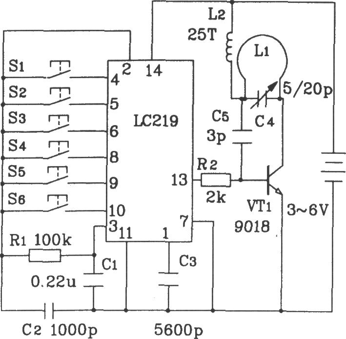 LC219/220A构成玩逐步形具汽车无线电遥控发射、接