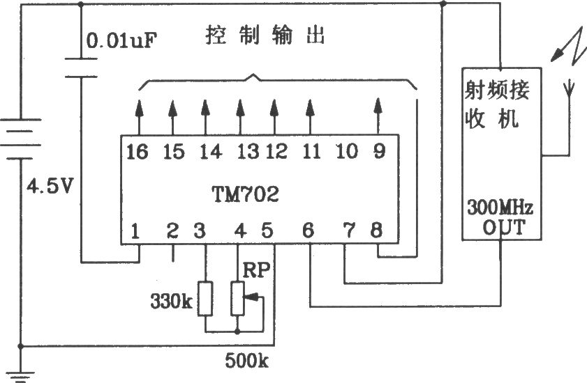 由TM701/TM702构成射频遥控发射、接收电路图