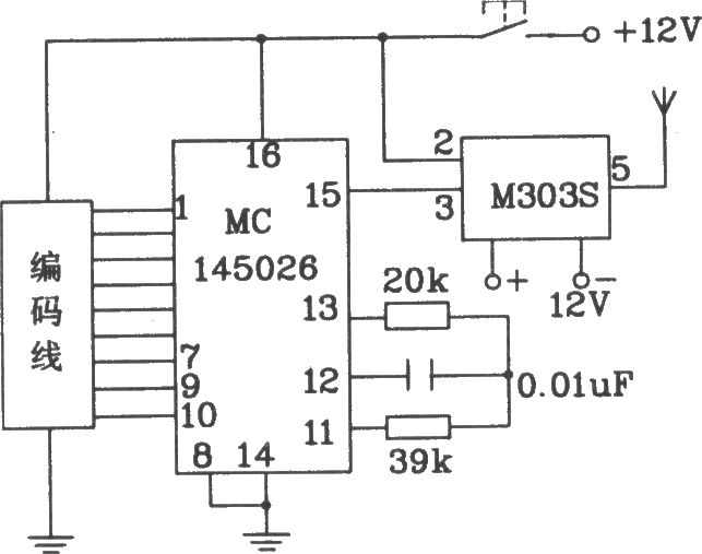 由M303S/303R构成的遥控编码发射、解码接收电路图