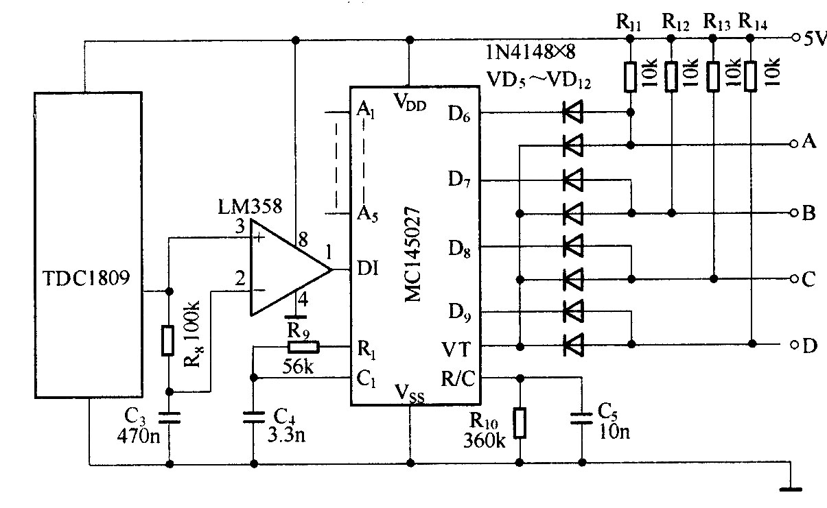 由TDC1808/TDC1809组成的数字编码遥控电路