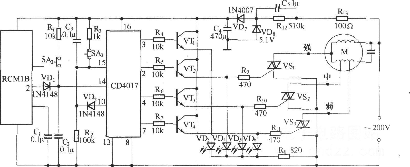 无线遥控电扇调速器(RCM1A/RCM1B组成收发模块)