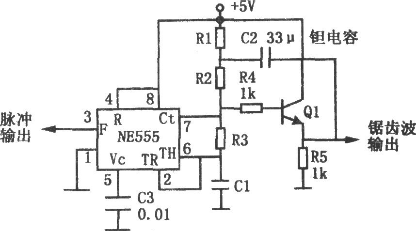 用555构成的锯齿波产生电路