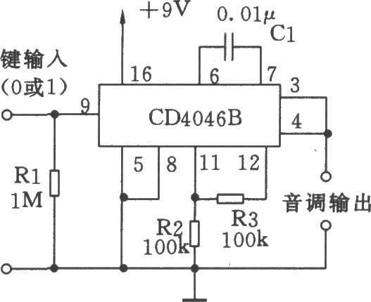 由CD4046B组成的频移键控(FSK)方波发生器