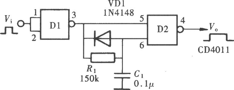 用门电路组成的脉冲展宽电路