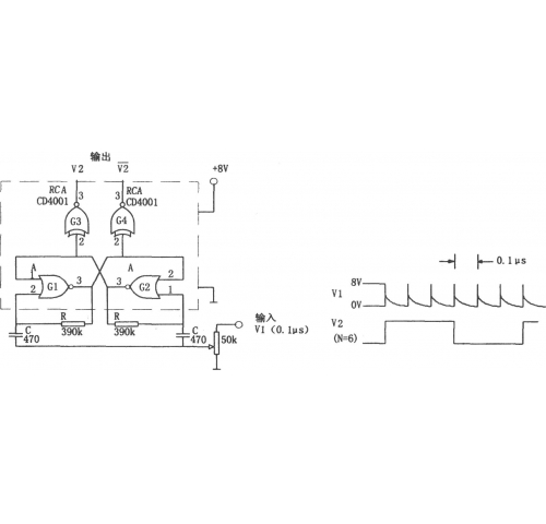 由CMOS门构成的可调分频器(CD4001)