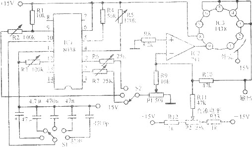 0.1、1、10、100、1000Hz正弦波一方波一三角波振荡器