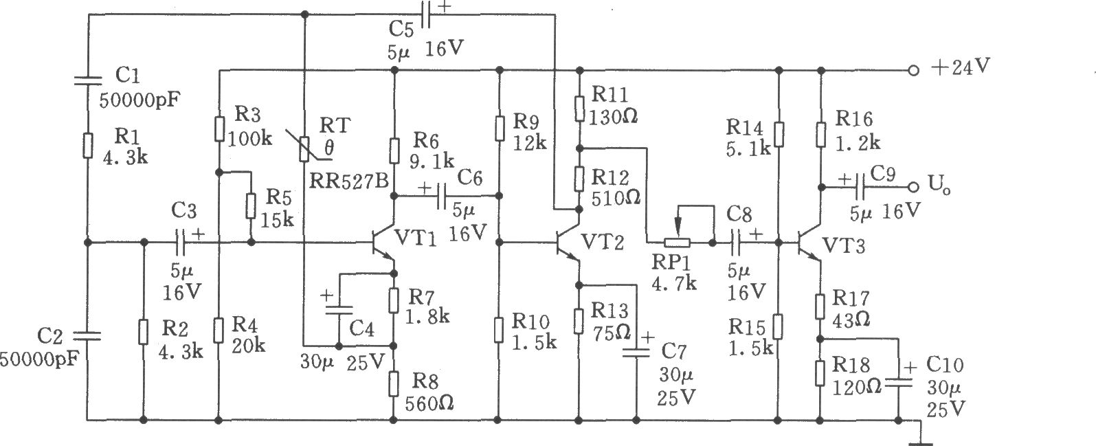 由LM358组成的1kHz文氏桥信号发生器