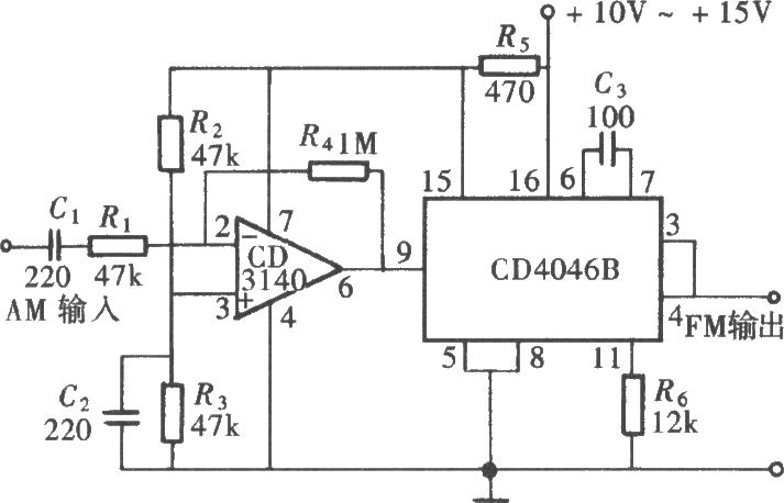 用CD4046组成的调频信号发生器