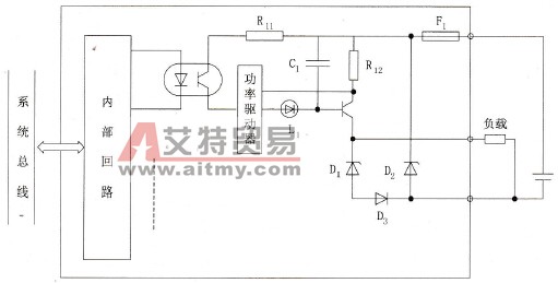 晶体管型直流输出模块的原理示意图
